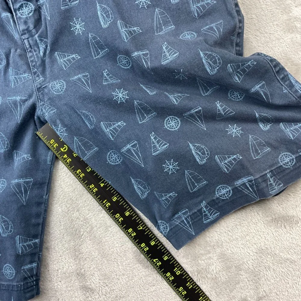 Rugby University Nautical Boat Themed Flat Front Stretch Shorts Men's Size 36